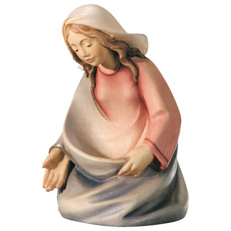 Mary wood carved nativity set - color