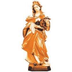 Heilige Katharina von Alexandria Märtyrerin mit Rad als Holzfigur - mehrfach gebeizt