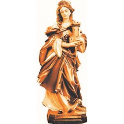 Saint Barbara with tower wood carved - stained 3 col.