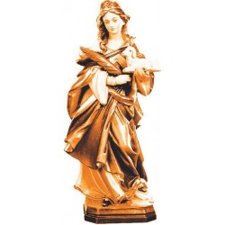 St. Agnes carved in wood with lamb - brown shades