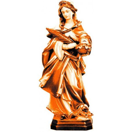 Saint Dorothy, Dorothea of Caesarea wood carved - stained 3 col.