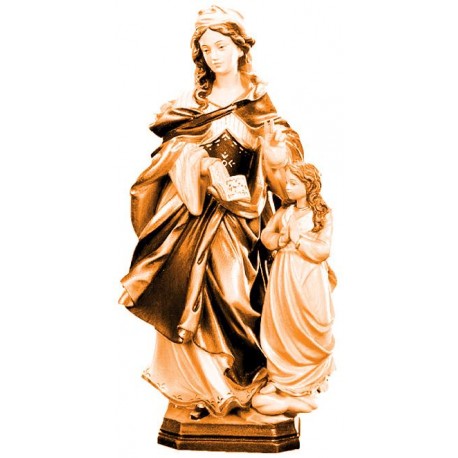 Saint Anne wood carved statue - stained 3 col.