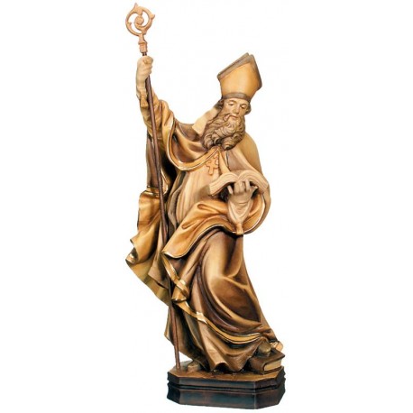 Saint Gebhard wood carved statue - brown shades
