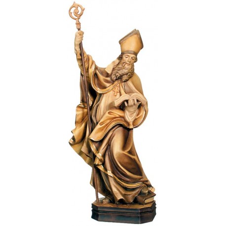 Saint Siegfried of Sweden wood carved statue - brown shades