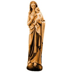 Madonna del Mondo scolpita in legno - brunito 3 col.
