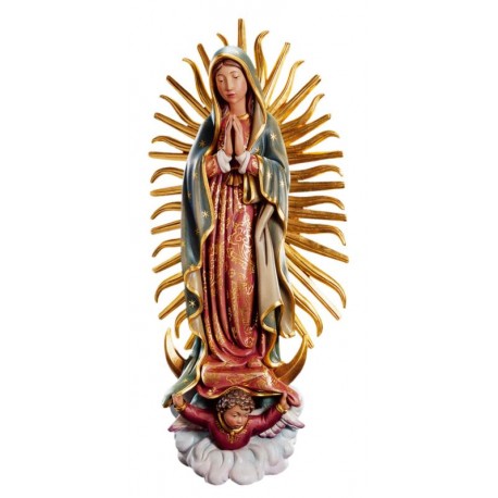 Madonna di Guadalupe in legno - colorato a olio