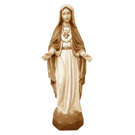 Sacro Cuore di Maria in legno - brunito 3 col.