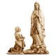 Madonna di Lourdes con Bernadette statuetta in legno - brunito 3 col.