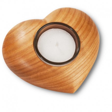 Bougeoir en bois en forme de coeur 11 x 9 cm
