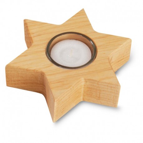 Bougeoir en bois en forme d'étoile