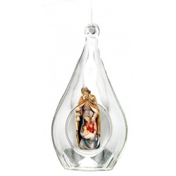 Kristall Glocke mit Heiliger Familie aus Holz - mit Ölfarben lasiert