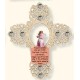 Kreuz mit Holz-Engel und Gebet mit Swarovski