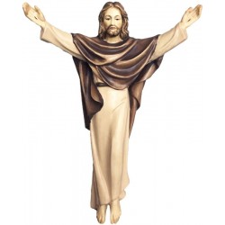 Jesus Risen Christ wood carved statue - brown shades