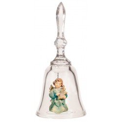 Glass bell with an angel playing the lyre