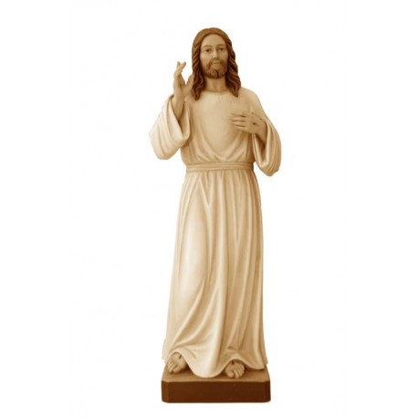 Barmherziger Jesus Christus aus Holz - mehrfach gebeizt