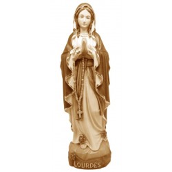 Our Lady of Lourdes wood carved - brown shades