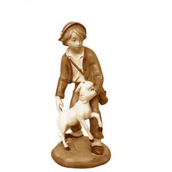 Shepherd boy with sheep and hat - brown shades