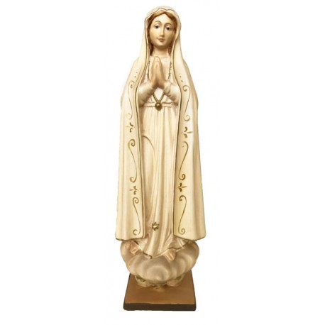 Madonna di Fatima pellegrina scolpita in legno - brunito 3 col.