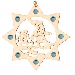 Santa Claus wood laser cut ornament with Swarovski Crystals