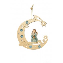 Crescent moon and wooden angel - color