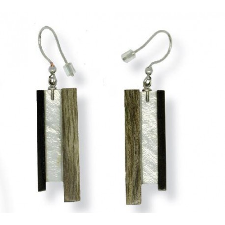 Earrings in wood natural handmade