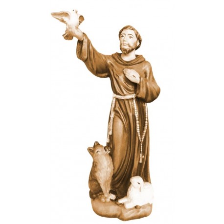 Heiliger Franziskus von Assisi aus Holz - mehrfach gebeizt