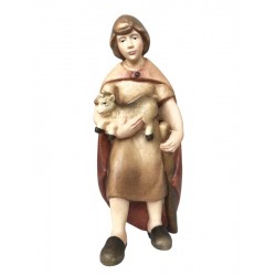 Shepherd with goat kid in wood - color