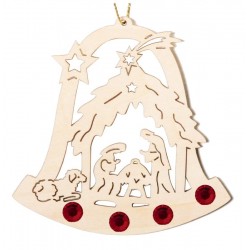 Christbaumschmuck Glocke mit Heiligen Familie mit Swarovski Kristallen