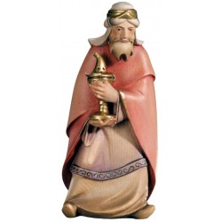 Personaggio per presepe Re Magio Melchiorre in legno - colorato a olio