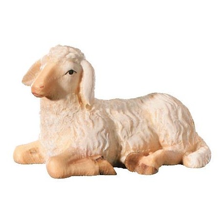 Schaf Liegend Krippenfigur aus Holz - mit Ölfarben lasiert