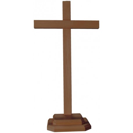 Straight Cross on Pedestal - Dark brown stained