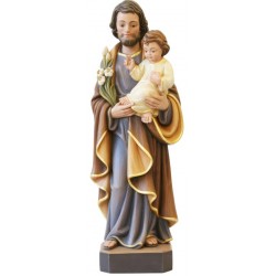 San Giuseppe con Giglio in vetroresina - colorato a olio