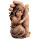 Wood guardian angel with little girl statue - brown shades