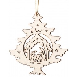 Tree with Holy Family laser cut Ornament
