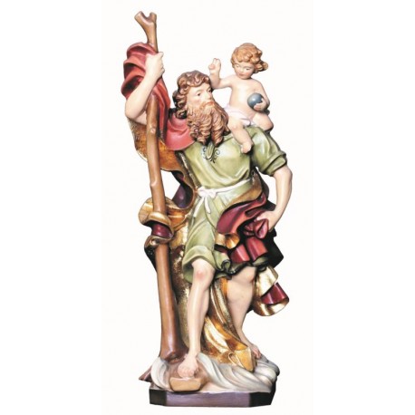 San Cristoforo in legno d'acero - colorato a olio
