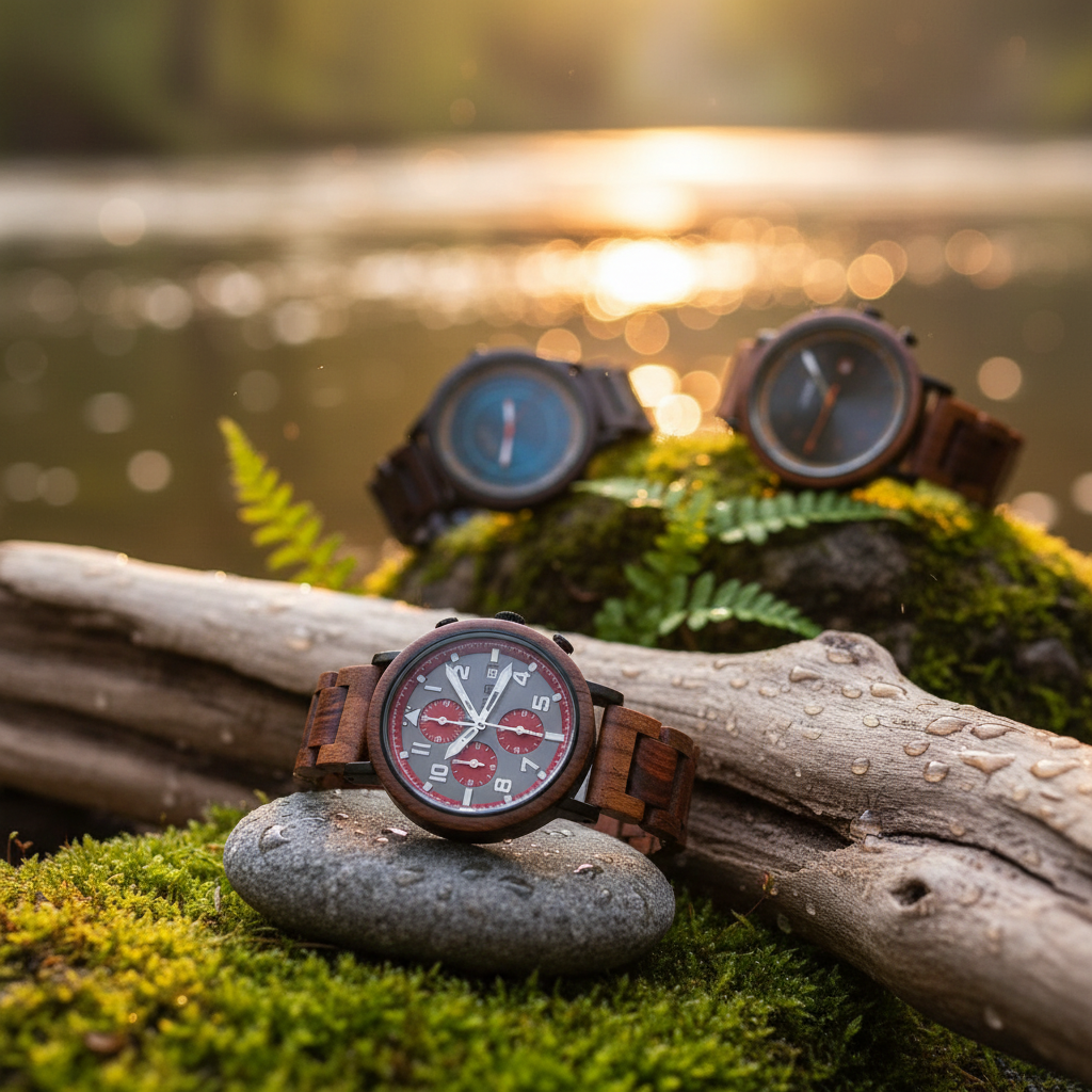 Orologi, occhiali e gioielli accessori in legno