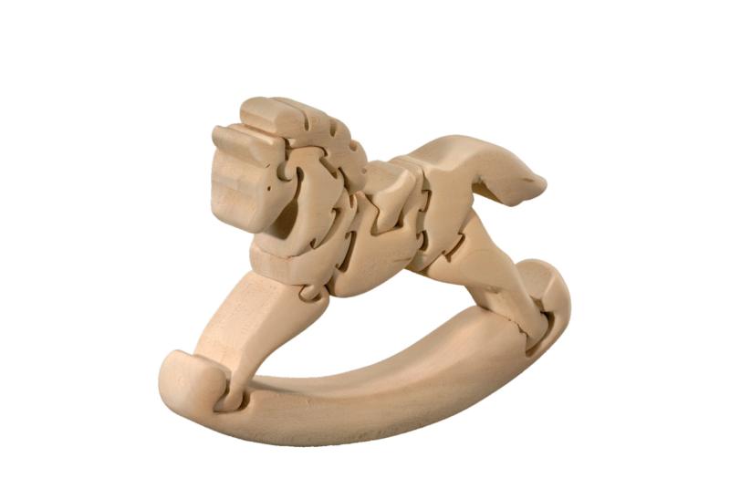 Cheval à bascule 3d en bois de tilleul