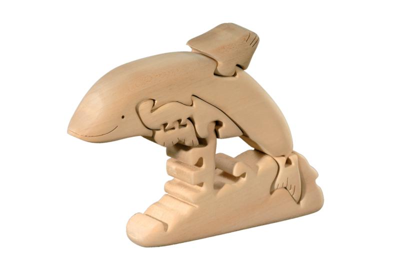 Dauphin 3d tilleul puzzle en bois - Dolfi puzzles en bois pour enfants