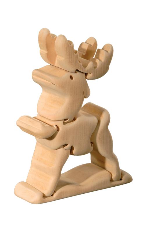 Renne 3d puzzle en bois