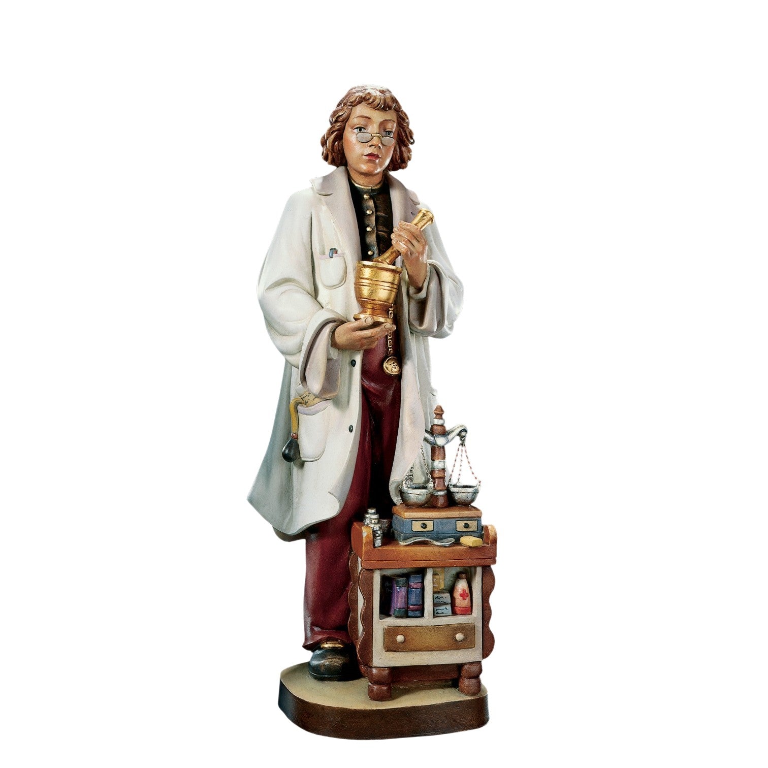 Statuetta del Farmacista in Legno d'Acero dipinto a mano | Val Gardena