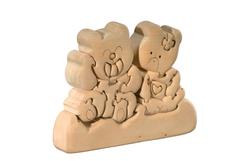 Paire d'ours 3d en bois pour puzzle
