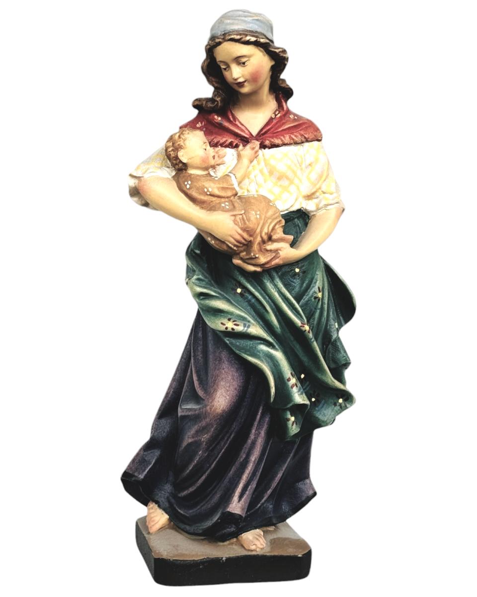 Sculpture mère et enfant en bois