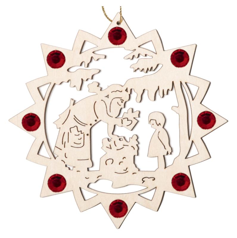 Père Noël avec des cadeaux et des cristaux Swarovski