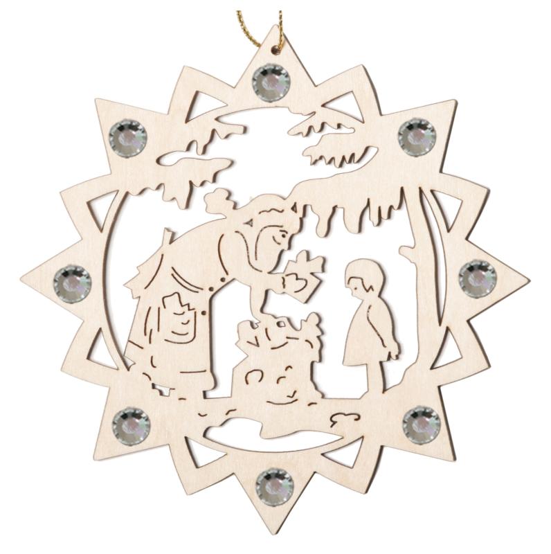 Père Noël avec cadeaux et cristaux Swarovski