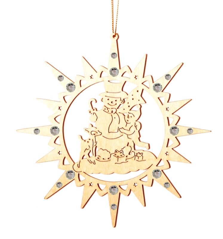 Étoile avec bonhomme de glace et cristaux de Swarovski