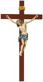 Christuskörper auf geradem Kreuz - Blaues Tuch