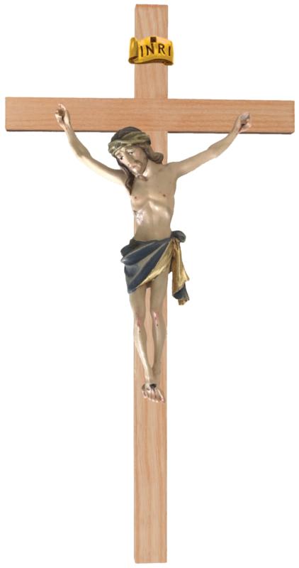 Crucifix sur croix droite bois clair