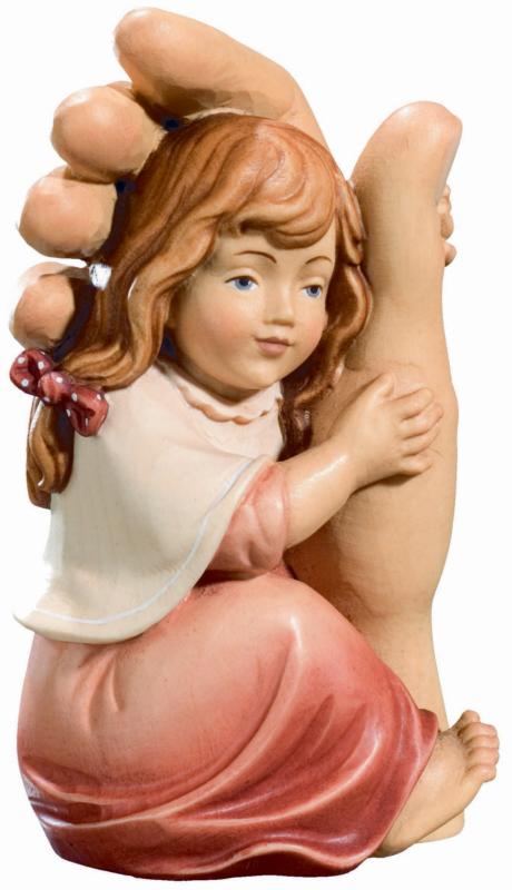 Ange gardien en bois avec bébé