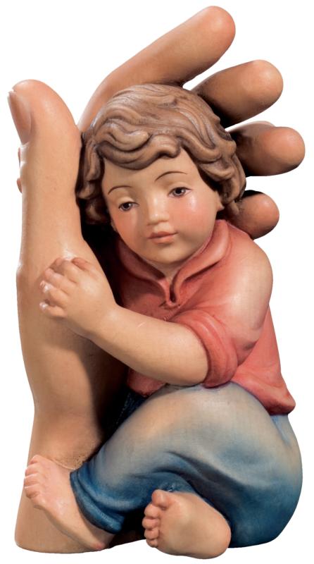 Ange gardien avec enfant et main protectrice