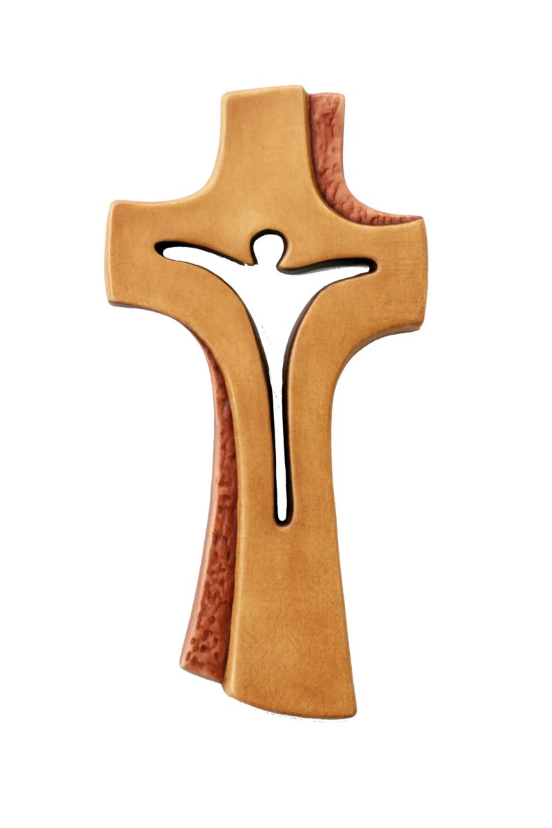 Modernes Kreuz Bethlehem aus Holz - mit Ölfarben lasiert